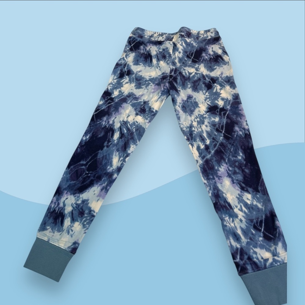Old Navy Girls Size L 10-12 Jogger Sweatpants Pockets Drawstring Tie Dye Blue - Picture 3 of 7
